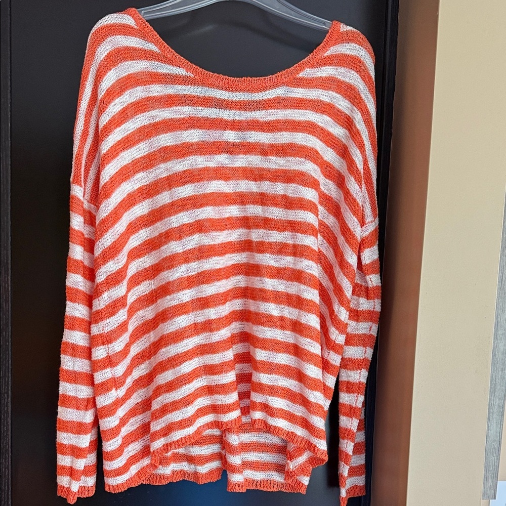 Striped thin Orange and White Sweater L